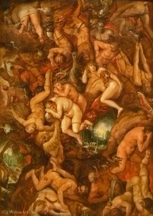 WikiOO.org - Encyclopedia of Fine Arts - Maleri, Artwork Cornelis De Baellieur - The damned being cast into hell