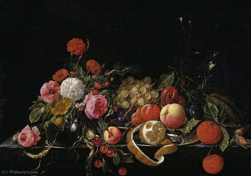 Wikioo.org - The Encyclopedia of Fine Arts - Painting, Artwork by Cornelis De Heem - Flowers and Still Life