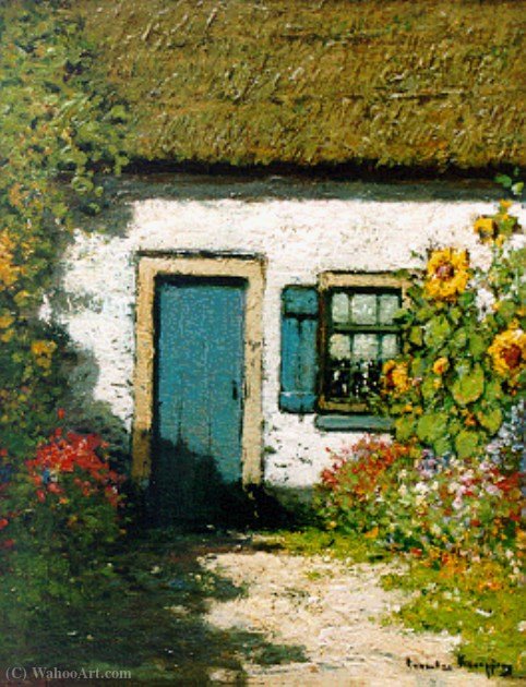 Wikioo.org - The Encyclopedia of Fine Arts - Painting, Artwork by Cornelis Kuypers - Farmyard with sunflowers