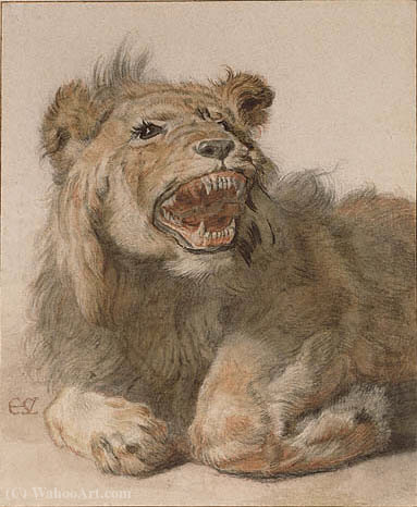 Wikioo.org – L'Enciclopedia delle Belle Arti - Pittura, Opere di Cornelis Saftleven (Cornelis Zachtleven) - Leone ruggente