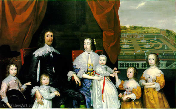 Wikioo.org - The Encyclopedia of Fine Arts - Painting, Artwork by Cornelius The Elder Jonson Van Ceulen - Portrait of Arthur Capel and his family