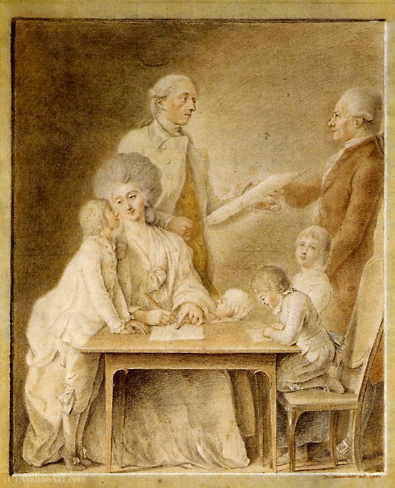 Wikioo.org - The Encyclopedia of Fine Arts - Painting, Artwork by Daniel Nikolaus Chodowiecki - The Johann Valentin Meyer family and the artist Chodowiecki