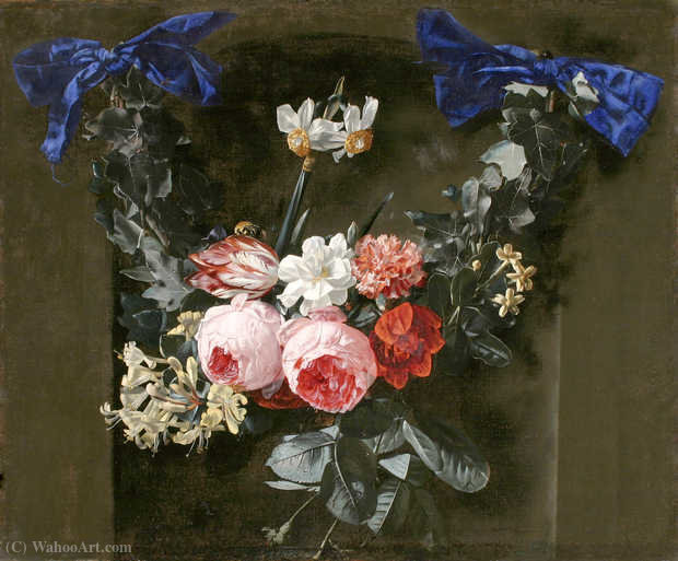 Wikioo.org - The Encyclopedia of Fine Arts - Painting, Artwork by Daniel Seghers - Wreath of pink roses