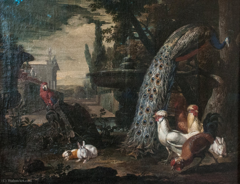 Wikioo.org – La Enciclopedia de las Bellas Artes - Pintura, Obras de arte de David De Coninck - Animales en un jardín