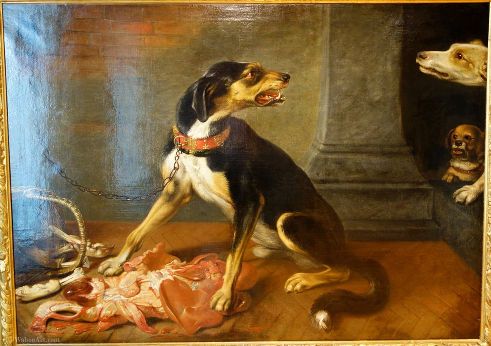 Wikioo.org - The Encyclopedia of Fine Arts - Painting, Artwork by David De Coninck - Attacking dogs