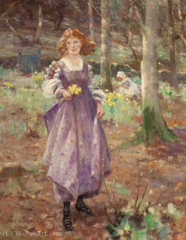 WikiOO.org - Encyclopedia of Fine Arts - Maľba, Artwork David Fulton - Picking flowers