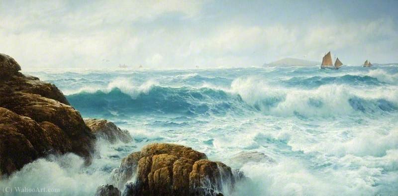 Wikioo.org - The Encyclopedia of Fine Arts - Painting, Artwork by David James - A breezy day, cornwall