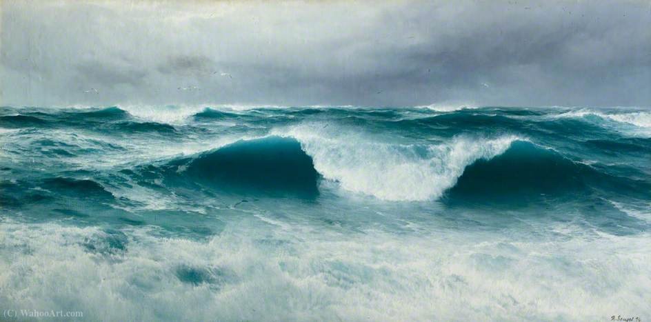 Wikioo.org - Die Enzyklopädie bildender Kunst - Malerei, Kunstwerk von David James - Ein grauer Tag vor der Küste von Cornwall