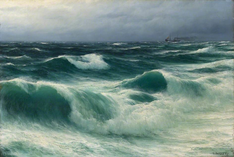 Wikioo.org – L'Enciclopedia delle Belle Arti - Pittura, Opere di David James - Paesaggio marino, interruttori tempesta
