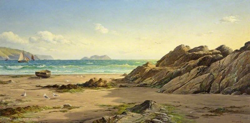 Wikioo.org - The Encyclopedia of Fine Arts - Painting, Artwork by David James - Summer evening, broad haven sands