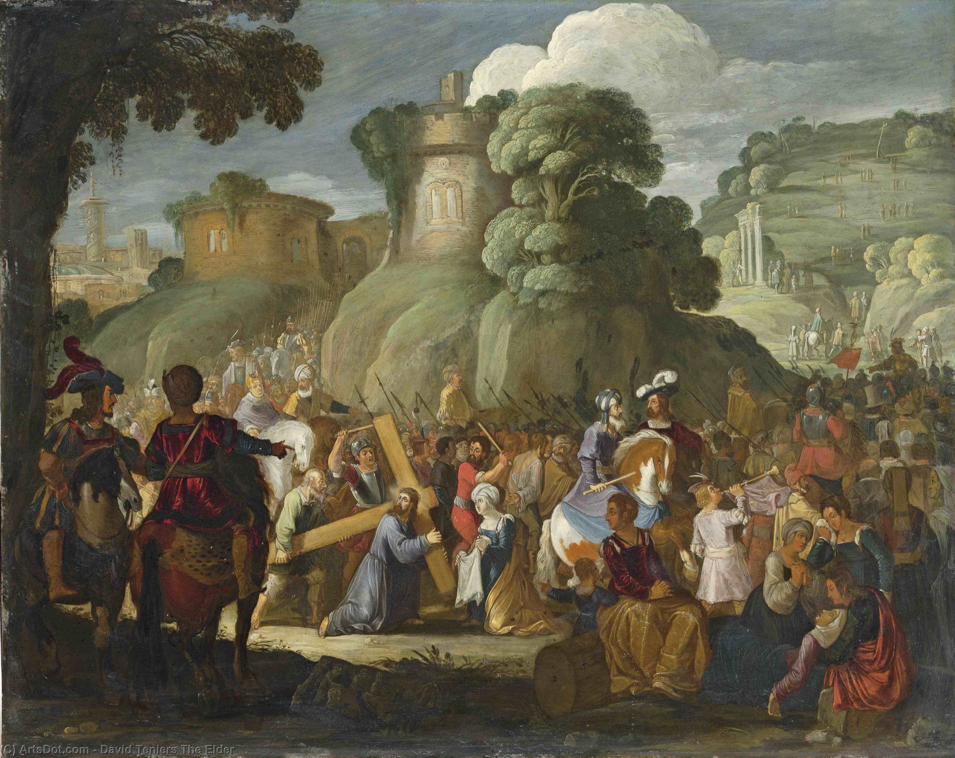 Wikioo.org - The Encyclopedia of Fine Arts - Painting, Artwork by David Teniers The Elder - Christ on the Road to Calvary