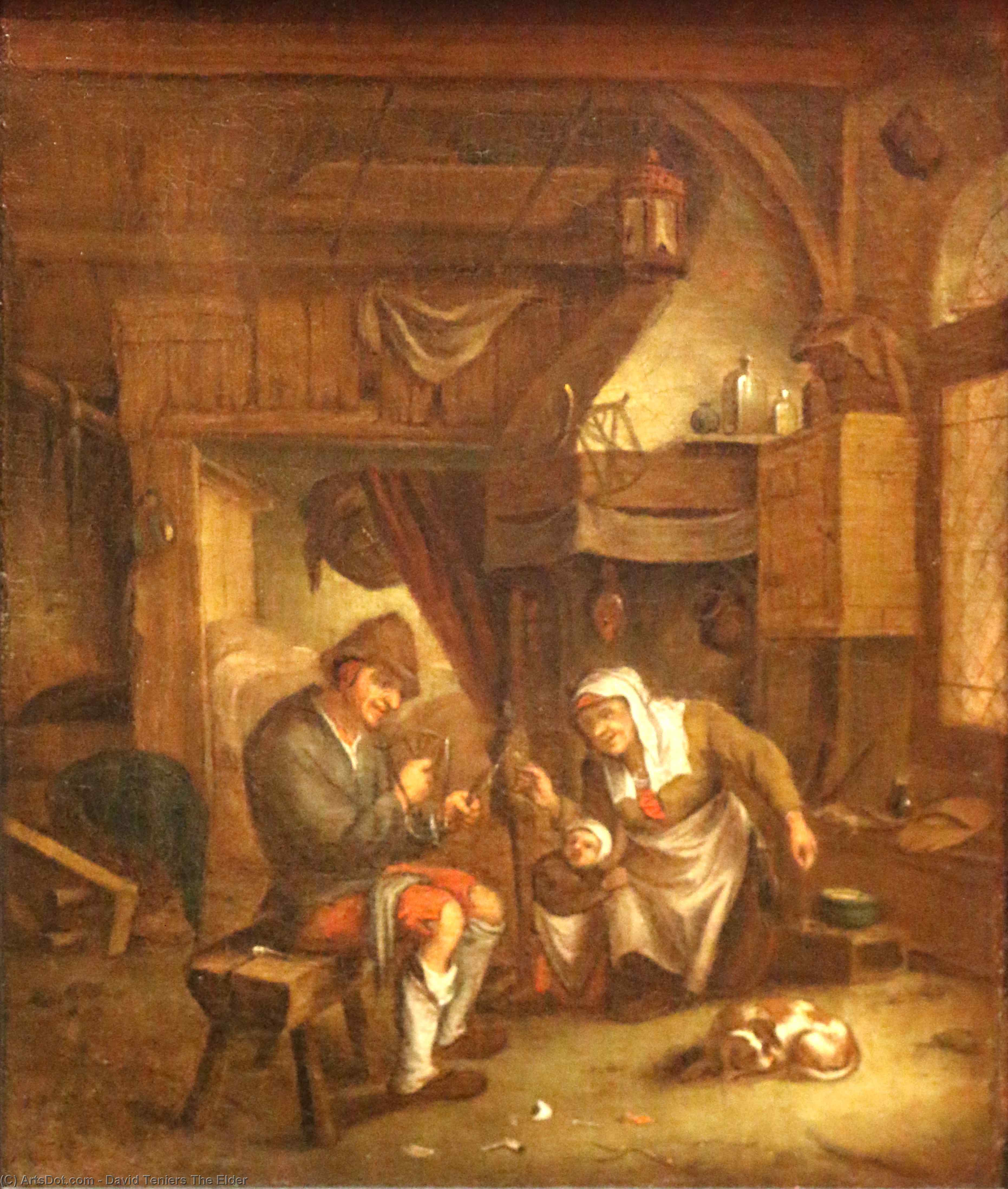 Wikioo.org - Bách khoa toàn thư về mỹ thuật - Vẽ tranh, Tác phẩm nghệ thuật David Teniers The Elder - Dutch-old interior