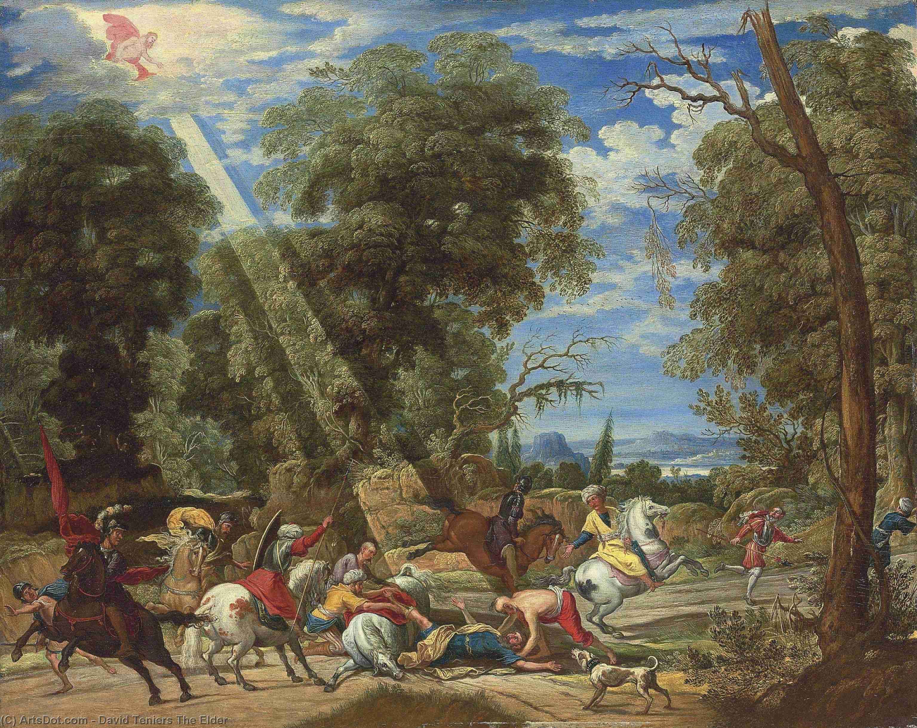 Wikioo.org – La Enciclopedia de las Bellas Artes - Pintura, Obras de arte de David Teniers The Elder - conversión de santo Pablo