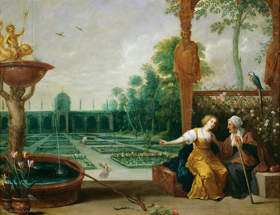 Wikioo.org - The Encyclopedia of Fine Arts - Painting, Artwork by David Teniers The Elder - Vertumnus and Pomona