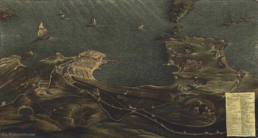 WikiOO.org - Encyclopedia of Fine Arts - Maľba, Artwork Didier Barra - An aerial view of Pozzuoli and the Campi Flegrei