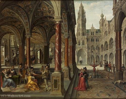 Wikioo.org - The Encyclopedia of Fine Arts - Painting, Artwork by Dirck De Quade Van Ravesteyn - Palace with musicians