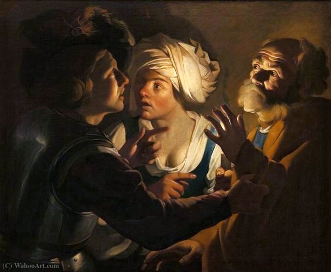 Wikioo.org - สารานุกรมวิจิตรศิลป์ - จิตรกรรม Dirck Van Baburen - The Denial of Saint Peter.