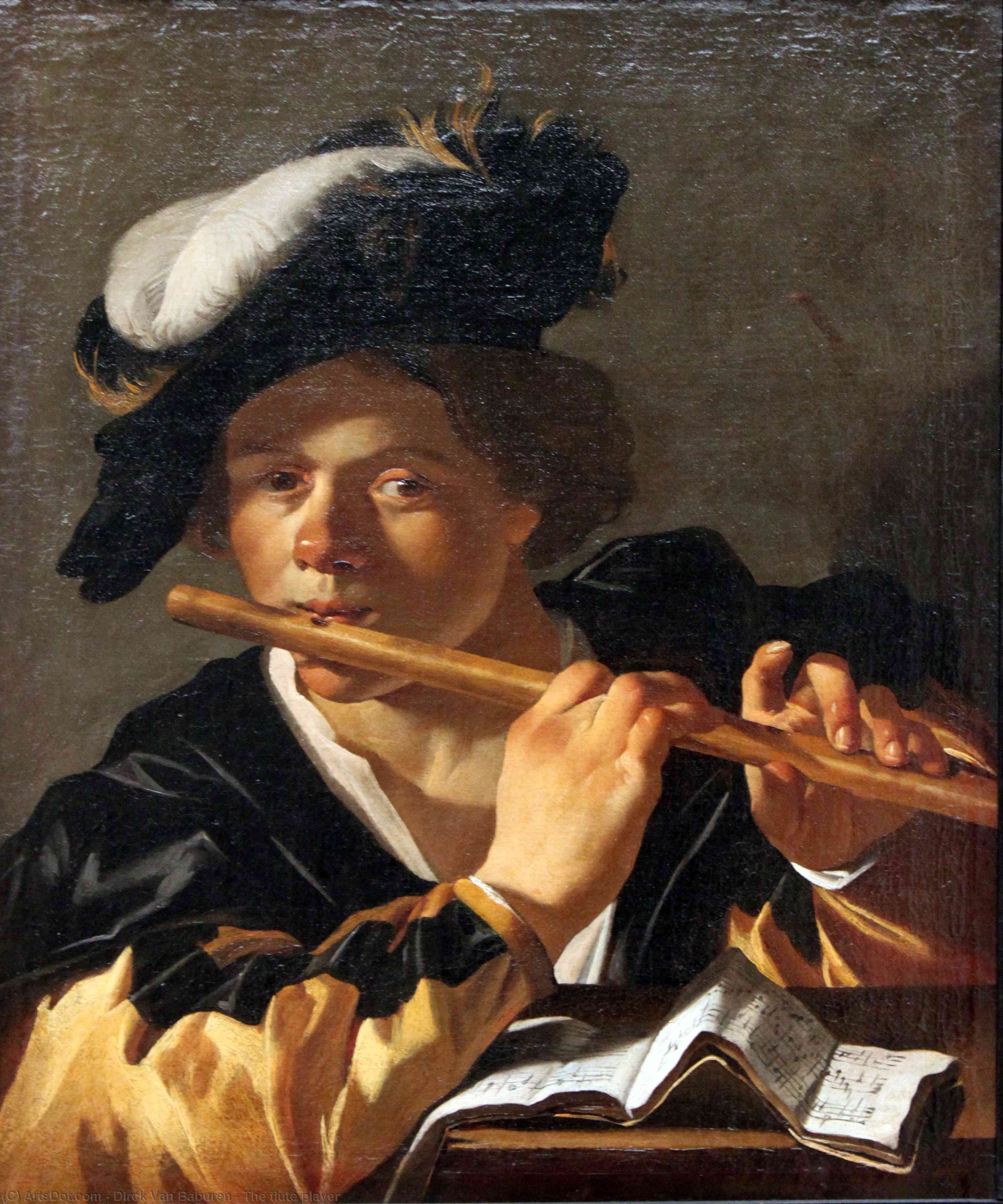 Wikioo.org - The Encyclopedia of Fine Arts - Painting, Artwork by Dirck Van Baburen - The flute player
