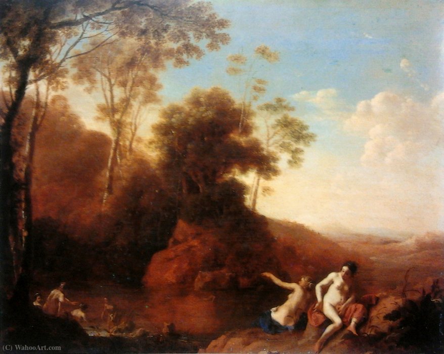 Wikioo.org – L'Enciclopedia delle Belle Arti - Pittura, Opere di Dirck Van Der Lisse - Diana con le sue ninfe scopre la gravidanza di Callisto.