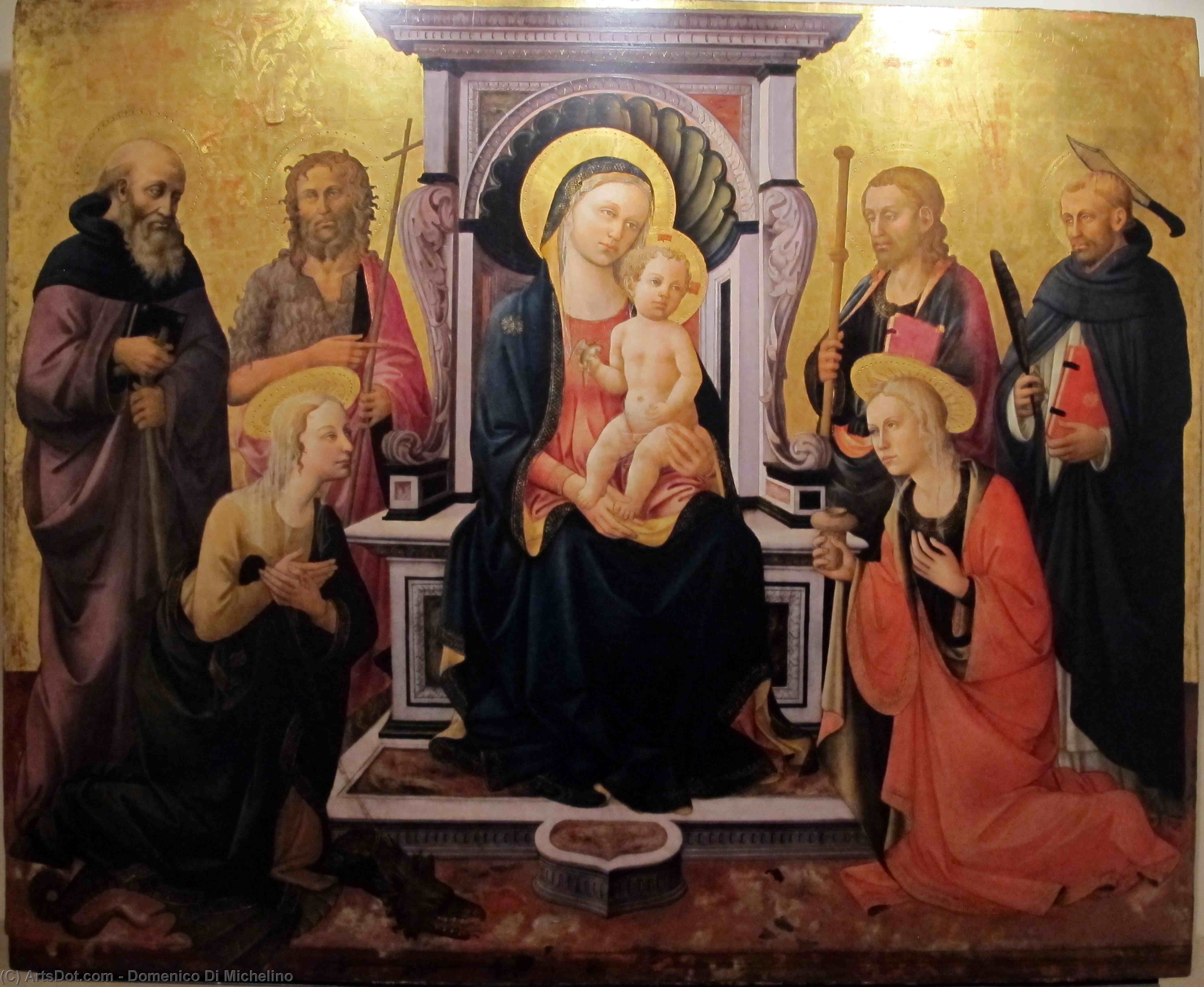 Wikioo.org - The Encyclopedia of Fine Arts - Painting, Artwork by Domenico Di Michelino - Madonna col bambino e santi