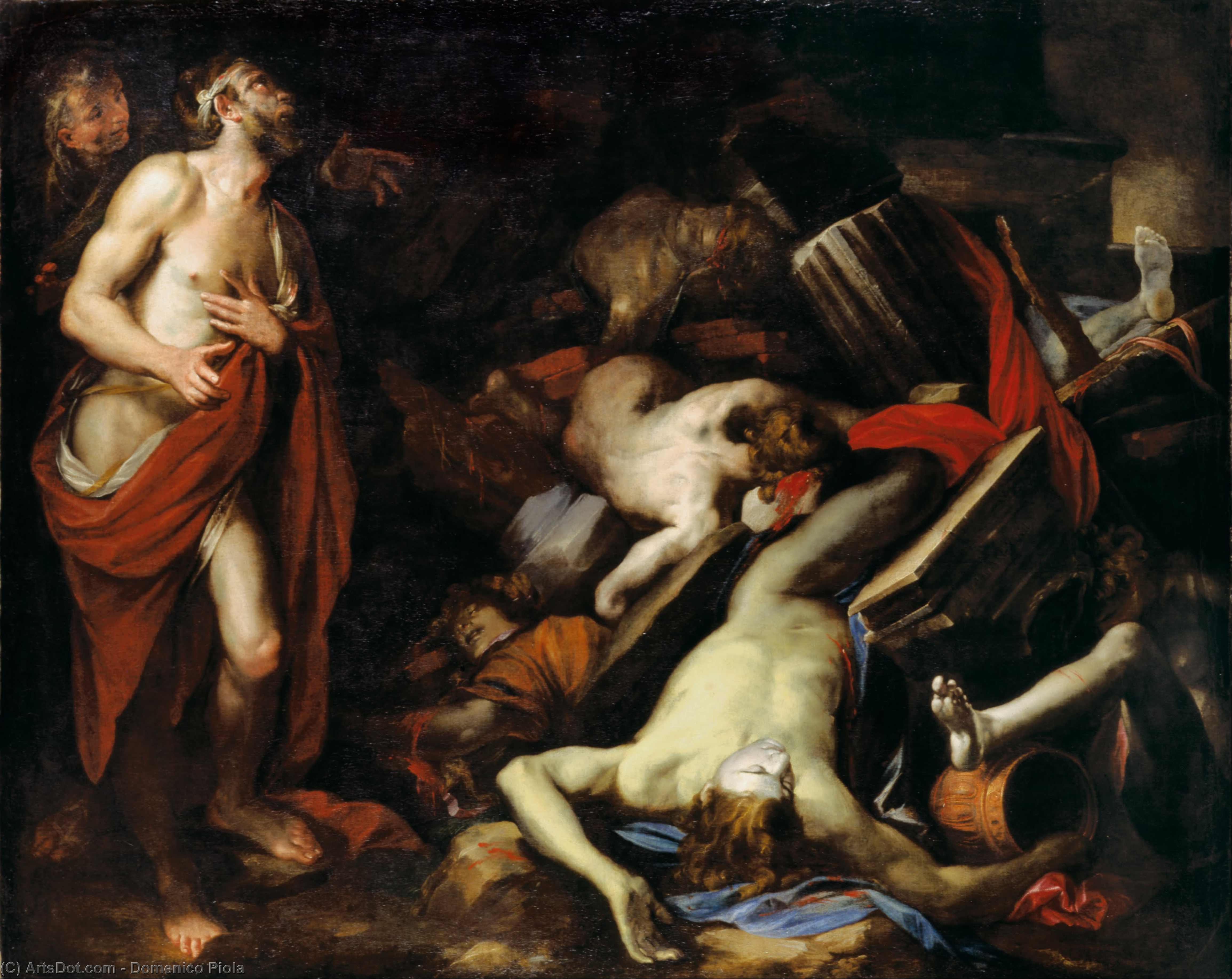 WikiOO.org - Encyclopedia of Fine Arts - Maľba, Artwork Domenico Piola - Job and His Children