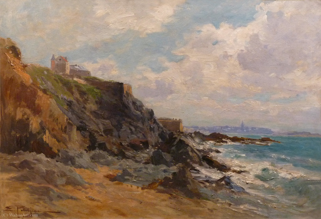 Wikioo.org - The Encyclopedia of Fine Arts - Painting, Artwork by Edmond Marie Petitjean - Rochebonne Les Roches near Saint-Malo. Charles de Bruyères Museum of Remiremont.
