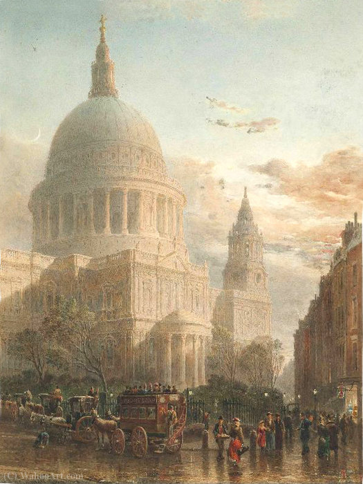 Wikioo.org - The Encyclopedia of Fine Arts - Painting, Artwork by Edward Angelo Goodall - St. Paul's in the evening