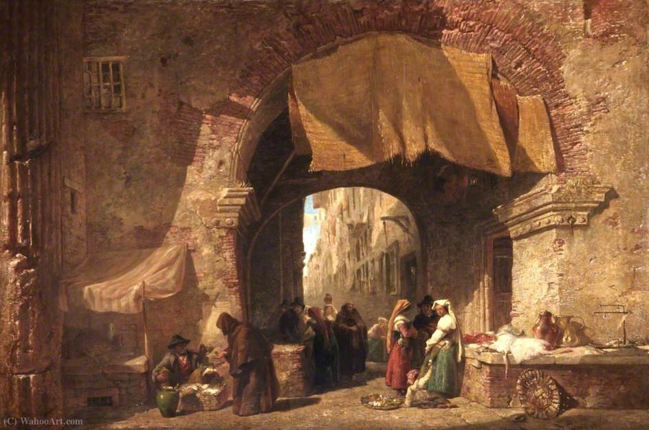 Wikioo.org - The Encyclopedia of Fine Arts - Painting, Artwork by Edward Angelo Goodall - The Pescheria in the Ghetto, Rome