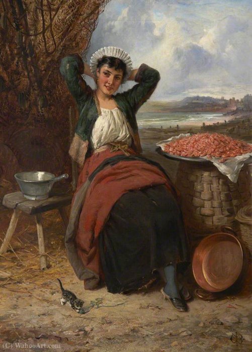 WikiOO.org - Encyclopedia of Fine Arts - Målning, konstverk Edward Charles Barnes - Prawn girl
