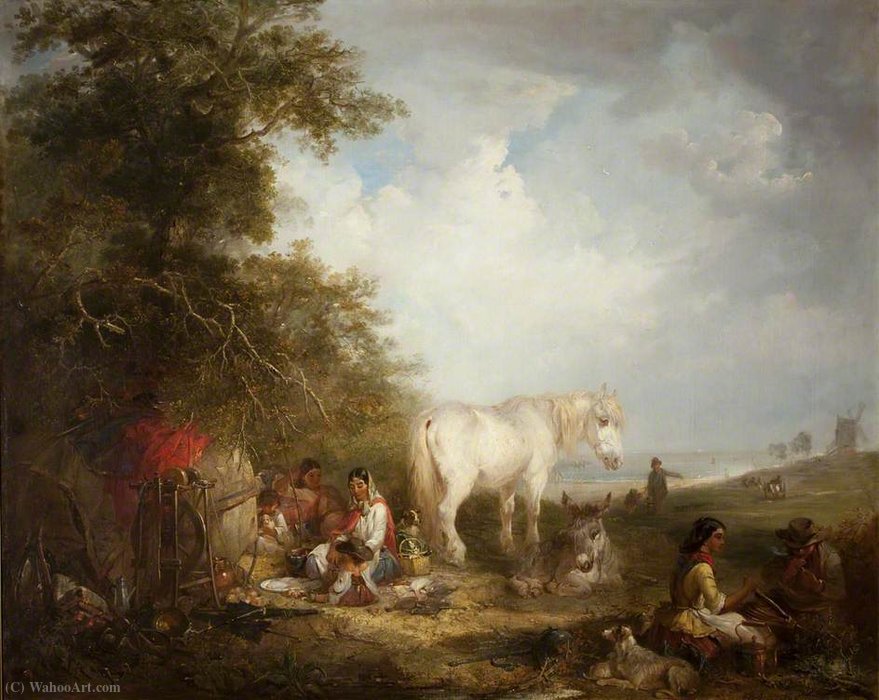 WikiOO.org - 백과 사전 - 회화, 삽화 Edward Robert Smythe - A gypsy scene