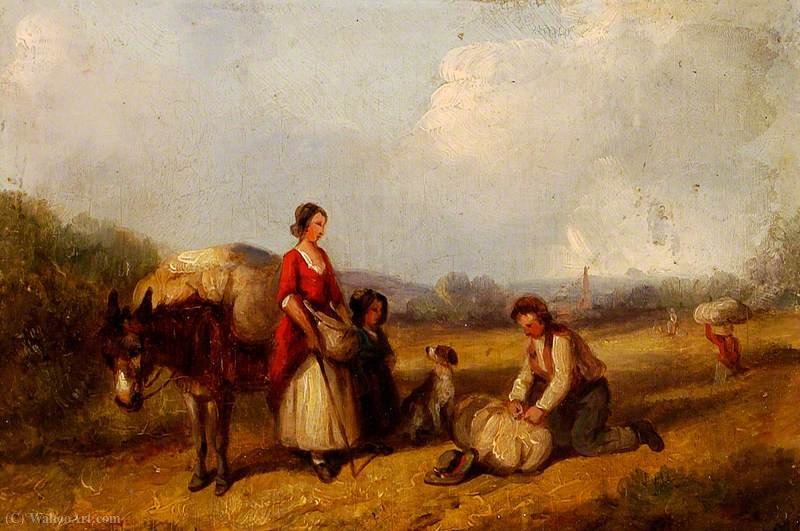 Wikioo.org - The Encyclopedia of Fine Arts - Painting, Artwork by Edward Robert Smythe - Travelling Family and Donkey