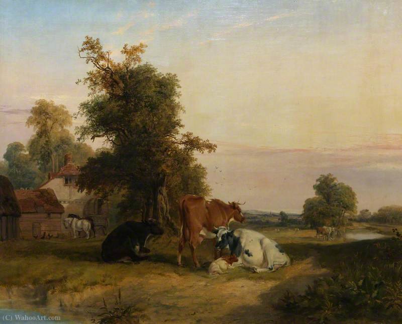 Wikioo.org - The Encyclopedia of Fine Arts - Painting, Artwork by Edward Williams - Landscape with Cattle