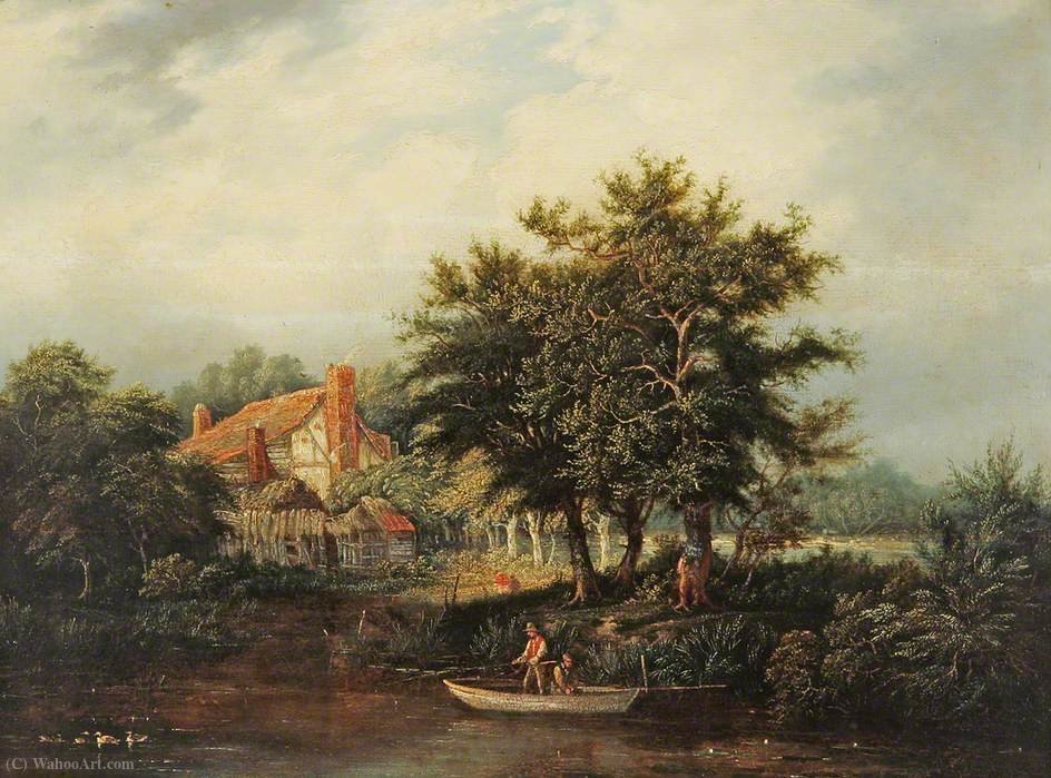 Wikioo.org - The Encyclopedia of Fine Arts - Painting, Artwork by Edward Williams - River Bank with Cottage