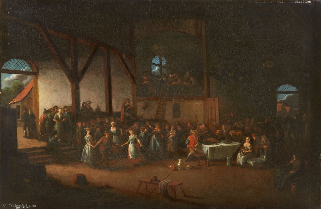 WikiOO.org - Encyclopedia of Fine Arts - Maalaus, taideteos Egbert Jaspersz Van Heemskerck - Barn Interior with Bauernfest