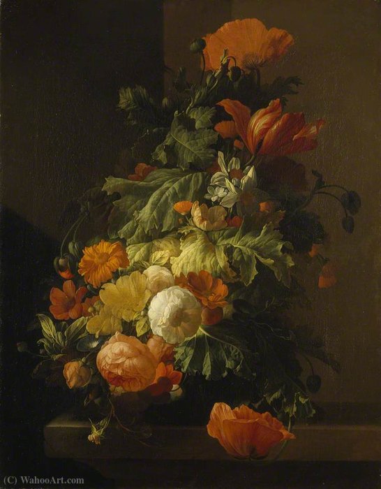 Wikioo.org - The Encyclopedia of Fine Arts - Painting, Artwork by Elias Van Den Broeck - A Vase of Flowers