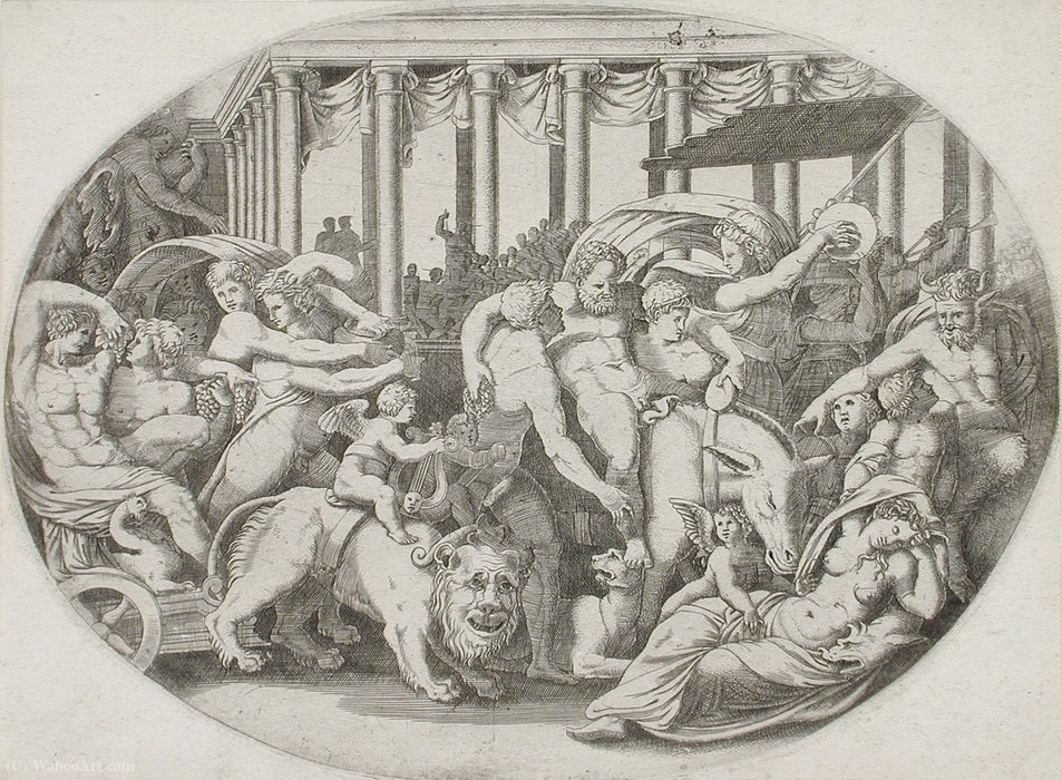 WikiOO.org - Enciclopedia of Fine Arts - Pictura, lucrări de artă Enea Vico - Triumph of Bacchus