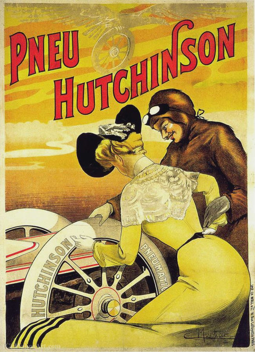 Wikioo.org – L'Encyclopédie des Beaux Arts - Peinture, Oeuvre de Ernest Montaut - Affiche publicitaire pour les pneus Hutchinson.