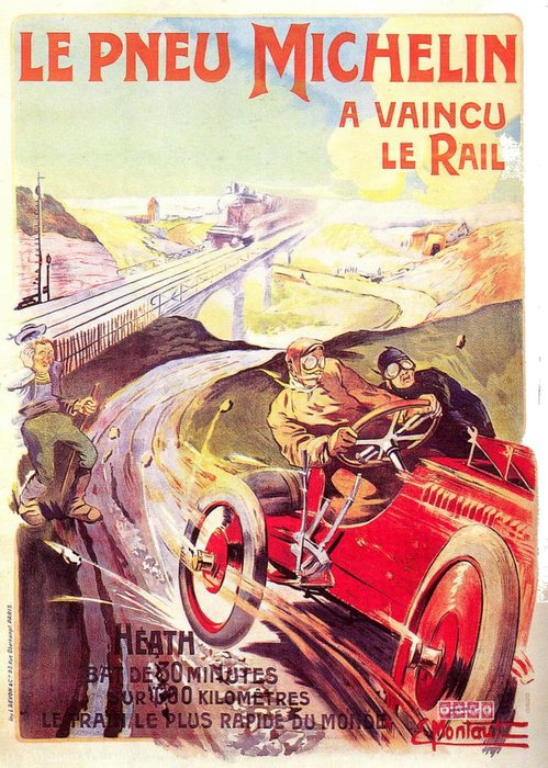 WikiOO.org - 백과 사전 - 회화, 삽화 Ernest Montaut - Advertising poster for Michelin tyres.
