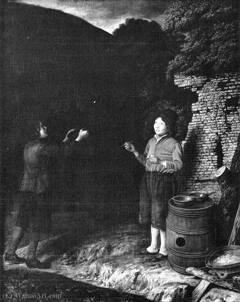 WikiOO.org - Encyclopedia of Fine Arts - Lukisan, Artwork Esaias Boursse - Boys blowing bubbles.