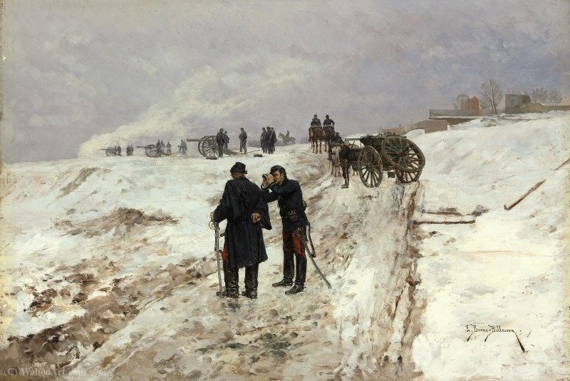 Wikioo.org - The Encyclopedia of Fine Arts - Painting, Artwork by Etienne Prosper Berne Bellecour - An Incident in the Franco-Prussian war
