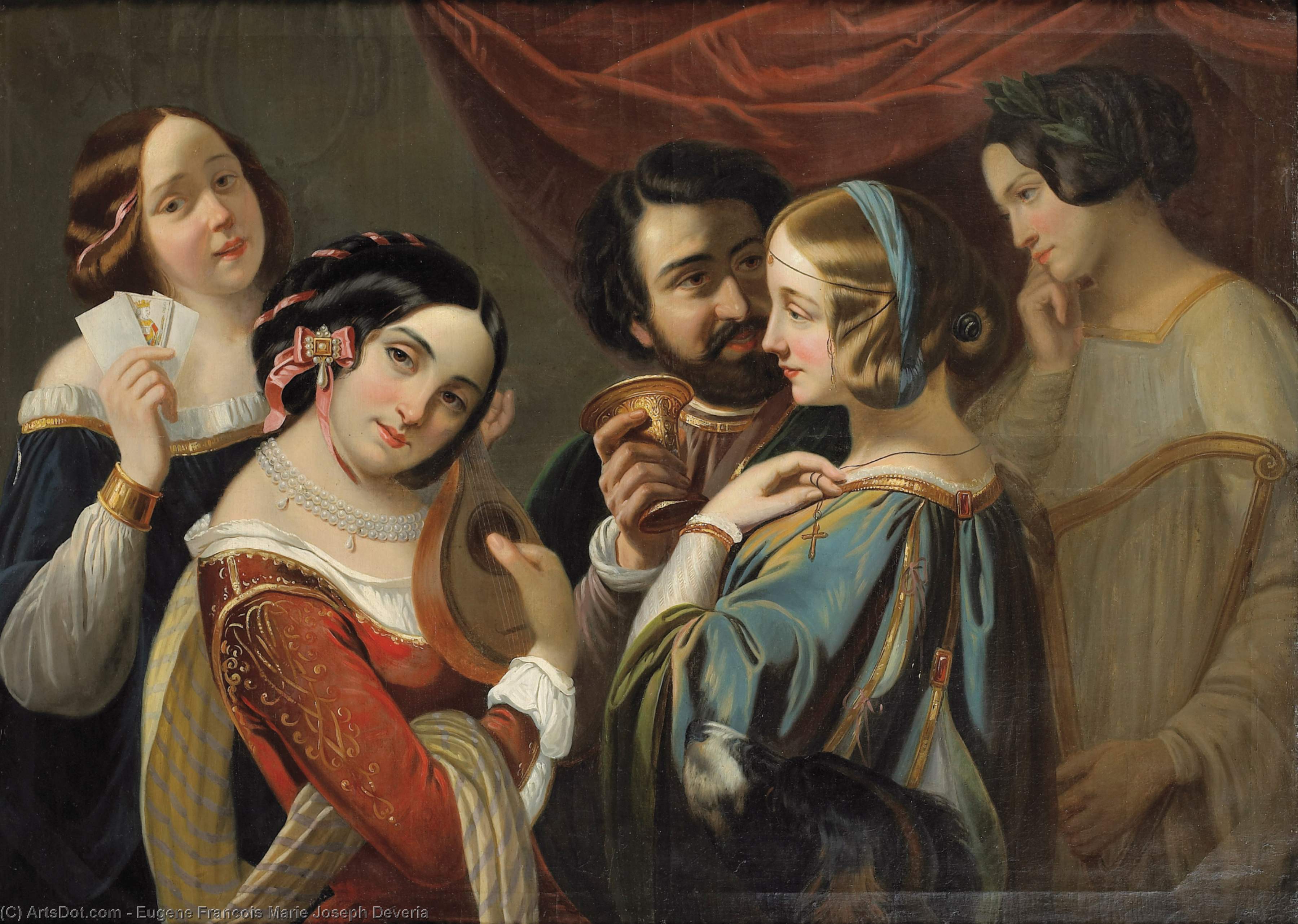 Wikioo.org – L'Encyclopédie des Beaux Arts - Peinture, Oeuvre de Eugene Francois Marie Joseph Deveria - musicale INTERMÈDE