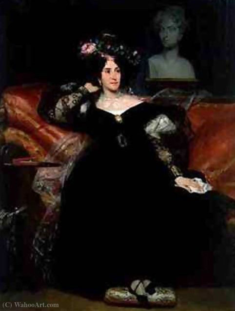 Wikioo.org - The Encyclopedia of Fine Arts - Painting, Artwork by Eugene Francois Marie Joseph Deveria - Portrait of Madame Jules Antoine Droz