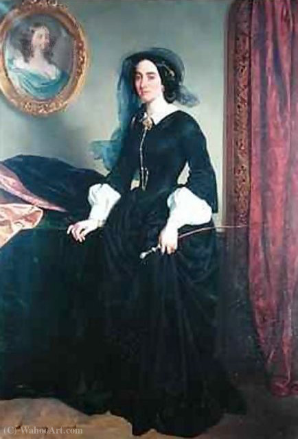 WikiOO.org - Encyclopedia of Fine Arts - Målning, konstverk Eugene Francois Marie Joseph Deveria - Portrait of Marie Deveria