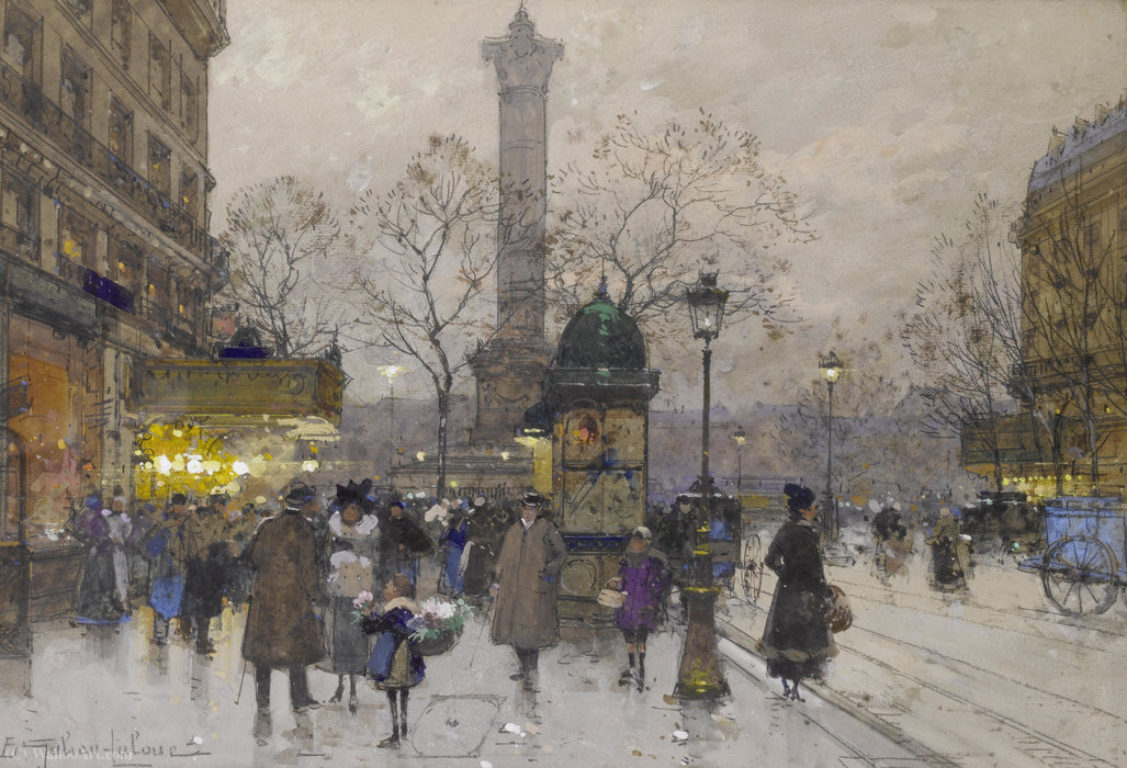 Wikioo.org - The Encyclopedia of Fine Arts - Painting, Artwork by Eugene Galien Laloue - the Bastille