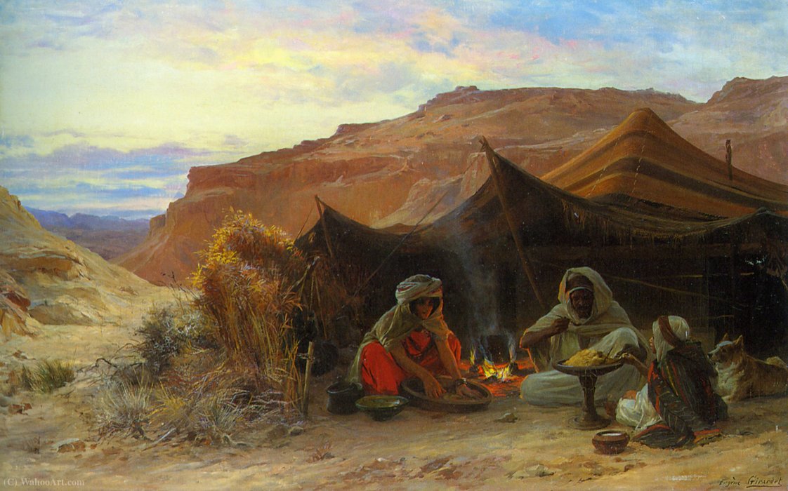 Wikoo.org - موسوعة الفنون الجميلة - اللوحة، العمل الفني Eugène Alexis Girardet - Bedouins in the desert.