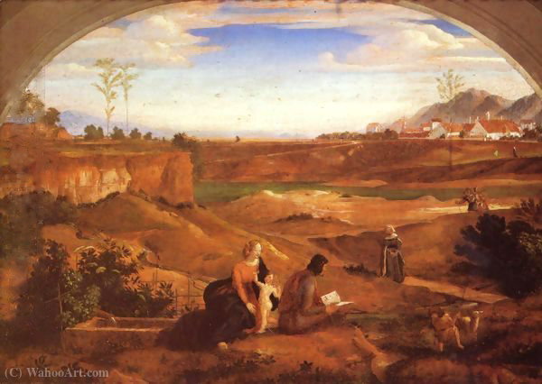 Wikioo.org - The Encyclopedia of Fine Arts - Painting, Artwork by Ferdinand Olivier - Holy Family with John the Baptist in a Landscape