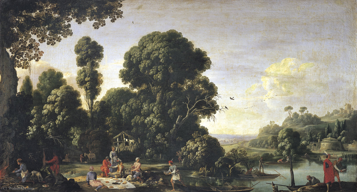 WikiOO.org - Енциклопедія образотворчого мистецтва - Живопис, Картини
 Filippo Napoletano - Small feast on the grass