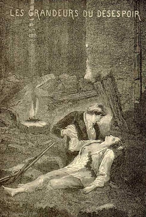 WikiOO.org - Encyclopedia of Fine Arts - Lukisan, Artwork Fortune Louis Meaulle - Éponine dies in Marius's arms