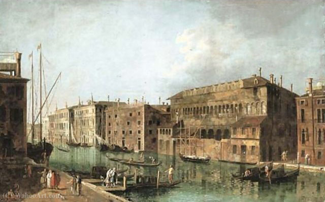 Wikioo.org - The Encyclopedia of Fine Arts - Painting, Artwork by Francesco Albotto - The Grand Canal, Venice, at the Fondaco dei Turchi