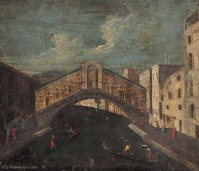 Wikioo.org - The Encyclopedia of Fine Arts - Painting, Artwork by Francesco Albotto - Venice, a view of the rialto bridge